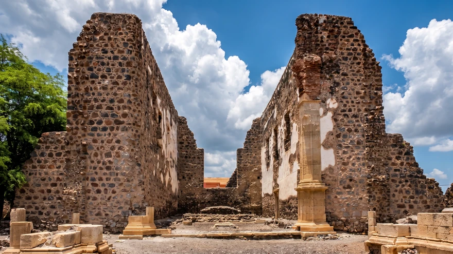 Standing stone walls of the ruined Se Catedral in Cidade Velha, Cape Verde
