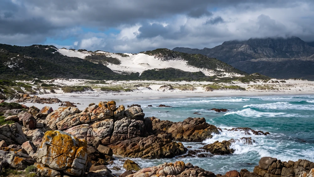 Massive white dunes backing Silver Sands Beach near Betty's Bay