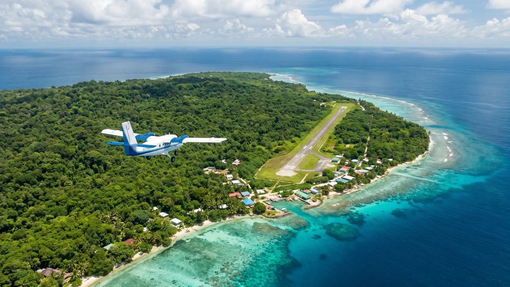 WINAIR flight approaching Sint Eustatius from Sint Maarten