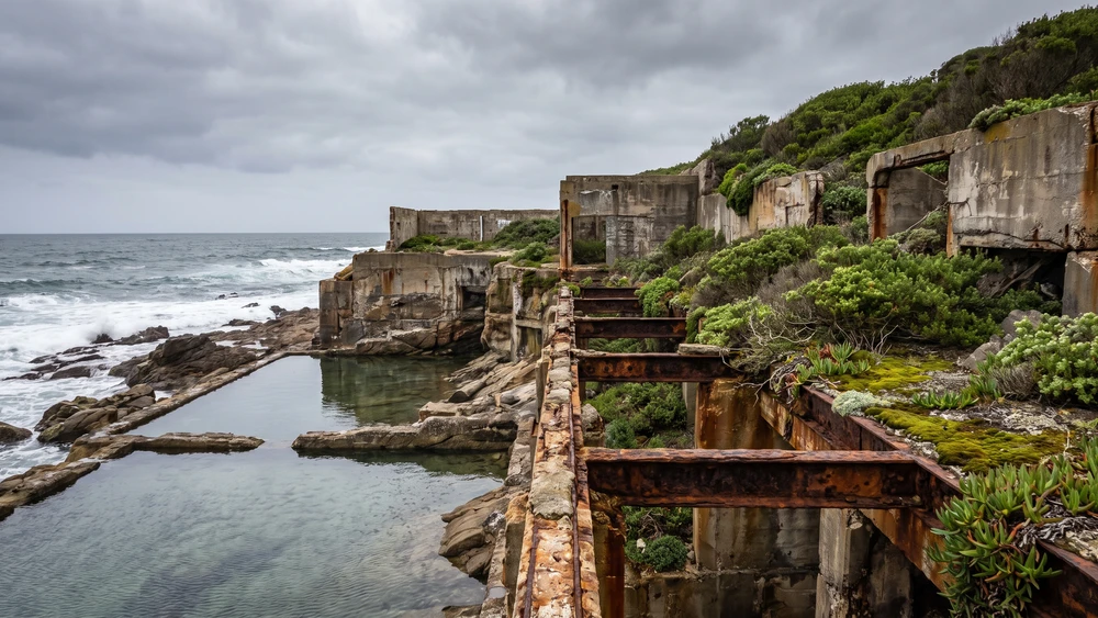 Ruins of the historic Waaygat Whaling Station near the penguin colony at Stony Point