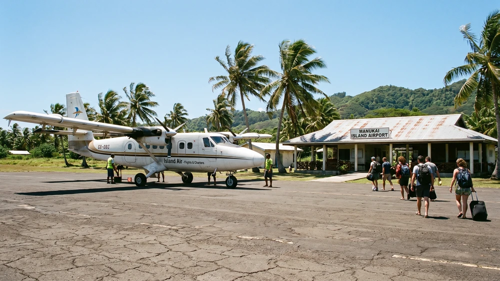 Regional turboprop plane at the small West Island airport